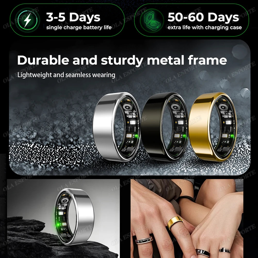 Smart Health Ring — Heart Rate, SpO₂ & Sleep Tracker | IP68 Waterproof